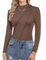 Zeagoo Rollkragenshirt Damen Slim Fit Thermooberteil Basic Langarm Thermoshirt Elegant Stehkragen Stretch Unterziehshirt Braun S