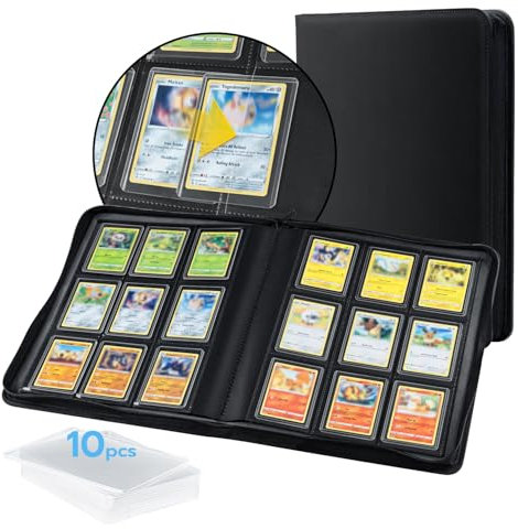 Tolesum Toploader Sammelkarten Album für 216 Toploader mit 10pcs Toploaders Cards, 9 Fächer Top loader Binder mit Hüllen für 3x4 Rigid Toploader Card, Toploader ordner für TCG, MTG, Kartenalbum