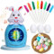 Ancesfun Kreatives Ostereier-Deko-Set für Kinder, DIY Ostereier Spinner-Handwerk, Motorisierter LED-Hasen mit Musik, 8 Farbige Marker & 3 Plastikeier, Kinder ab 3 Jahren