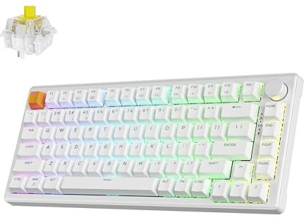 Keychron J2 75% Wireless Mechanical Gaming Keyboard, Hot-Swappable 82 Keys Tri-Mode BT5.1/USB-C/2.4GHz RGB Backlit with Custom Knob Super Banana Switch, PTB Keycap, QMK/VIA for Win/Linux/Mac