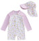 Carolilly Maillot de Bain Une Pièce Enfant Bébé Fille Zippé à Manches Longue Anti-UV avec Chapeau (Violet, 3-4 Years)