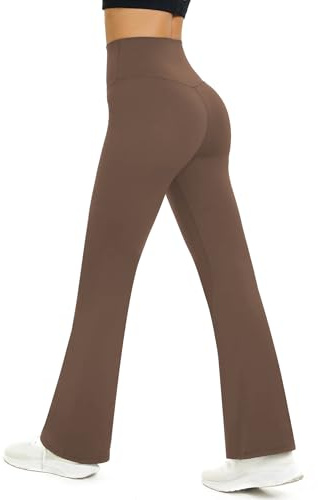 Glacspyg Yogahose Damen Flared Sporthose Hohe Taille Schlaghose mit Bauchkontrolle Trainings Fitness Jogginghose