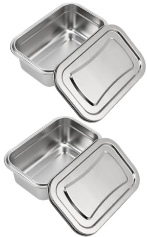 Cabilock 2piezas Contenedor De Helado De Acero Inoxidable Con Tapa Hermética Para Almacenamiento Congelador Para Helados Caseros Conservación Y Diseño Moderno