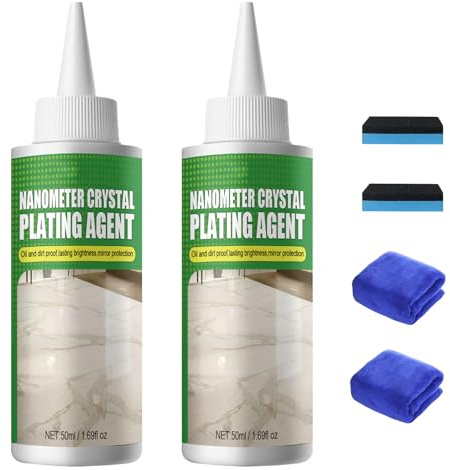 Nano Crystal Coating Agent for Tile & Furniture, NanometerCrystal Plating Agent, Stone Crystal PlatingAgent, Strong Protective & Long-Lasting Polishing, Scratch Repair Marble Stain Remover (2pcs)
