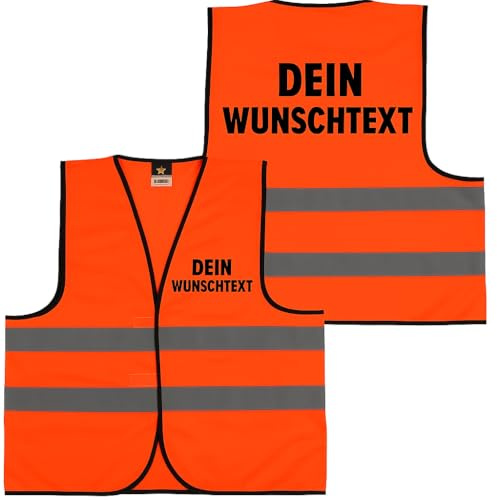 Personalisierte Warnweste mit Wunschtext – Sicherheitsweste individuell bedruckt – Für Events, Party, Bau, Security – Gelb & Orange – XS bis 6XL
