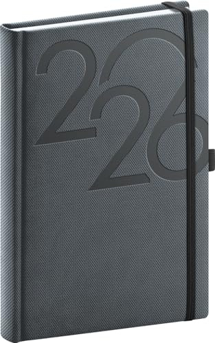 NOTIQUE Terminplaner 2026 ca. A5 (15x21 cm), Tägliche Terminkalender, Arbeitsplaner, Tagesplaner, Buchkalender, Hardcover Planungsarbeitskalender (Schwarz)
