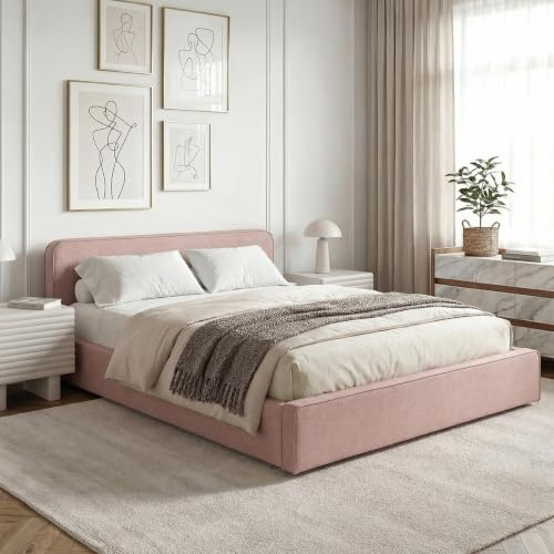 IDIMEX Polsterbett MARINI Doppelbett 140x200 cm in Altrosa - Bett gepolstert mit Lattenrost, modernes Design & stabiles Holzgestell mit Kunststofffüßen