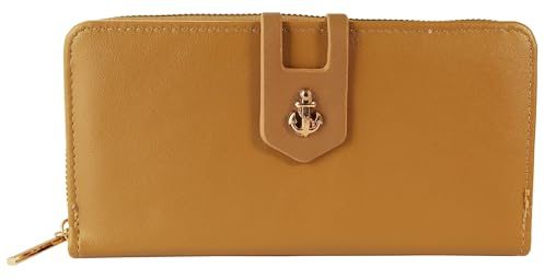 Cham Cham Geldbörse für Damen aus Kunstleder in Braun, Geldbeutel mit Reißverschluss in 9,8 x 19 x 3,5 cm