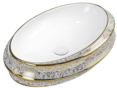Generisch Keramik Waschbecken Aufsatzwaschbecken Oval Modern Neu (Gold)