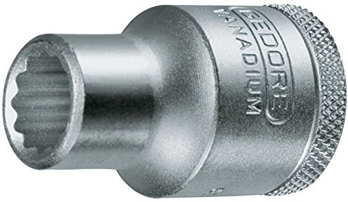 GEDORE Vaso, Llave de vaso, Accionamiento de 1/2'' 12,5 mm, De doce cantos, 36 mm de ancho, Herramienta, D 19 36, Acero cromado