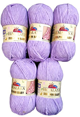 5 x 100 g Super Bulky Strickwolle Himalaya Dolphin Babywolle 500 Gramm Flieder 80305 35_x_25 CM