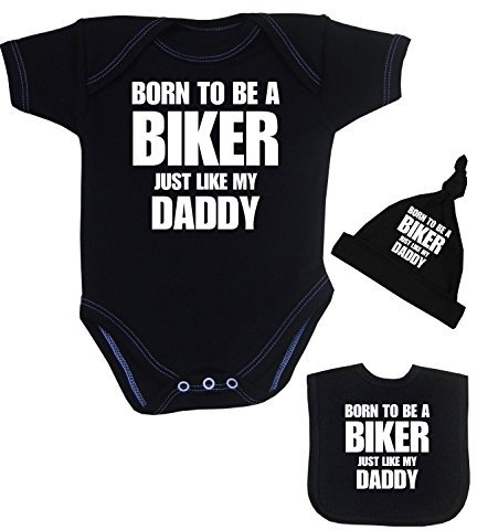 BabyPrem Conjunto de ropa para bebé nacido para ser un motociclista como papá recién nacido, 12 meses, Negro, 0-3 Months