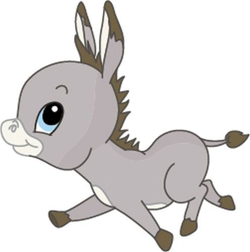 Bambinella® Bügelbild Aufbügler - gedruckte Velour/Flock Applikation zum selbst Aufbügeln - Motiv: Esel - Made in Germany