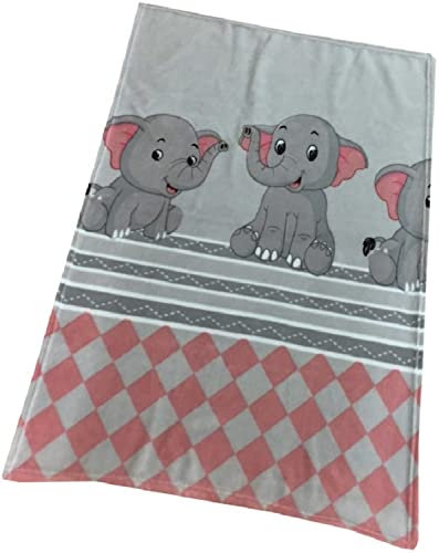 EXKLUSIV HEIMTEXTIL Baby Kuscheldecke Wolldecke Fleece Krabbeldecke Schmusedecke Babydecke 75x100 cm Elefant