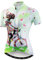 JPOJPO Damen-Fahrrad-Jacke, kurzärmelig, mit Blumenmuster, mit großem reflektierendem Band, Grünes Mädchen, XL