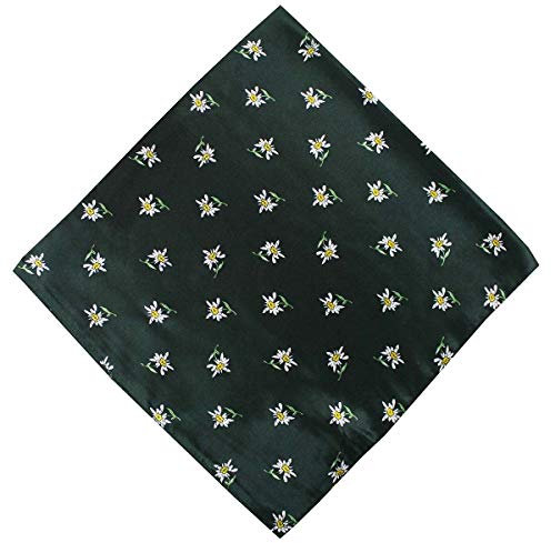 German Wear Trachtentuch Halstuch mit Edelweissmuster Nikituch 60x60cm, Grün