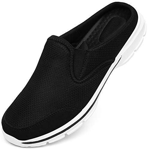 INMINPIN Sabots Femmes Confortable Pantoufle Coton Hommes Antidérapant Chaussons intérieur extérieur, Noir Blanc, 44 EU