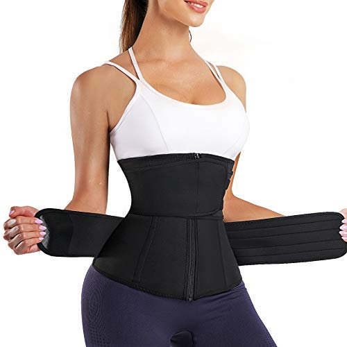 Chumian Ceinture Amincissante Femme Serre Taille Ventre Plat Ceinture de Sudation Minceur Corset Sculptant Réglable (Noir, S)