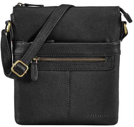 STILORD 'Morgan' Vintage Umhängetasche Damen Klein Leder Handtasche Ledertasche Crossbody Bag Elegante Schultertasche Tasche DIN A5 Echt Leder, Farbe:schwarz