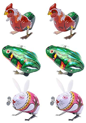 6 StüCk Kinder Aufziehspielzeug Tiere - Frosch, Hahn, Kaninchen - Blechspielzeug Aus Eisen, Uhrwerkspielzeug FüR Badewanne, Heimdekoration Und Ostergeschenke