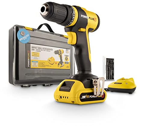 POWER plus Part_B08WC1WHXG Perceuse visseuse à impact 20 V + batterie 2 Ah + chargeur