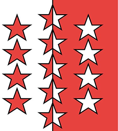 2X Auto Aufkleber Wallis - Flagge 2X Car Sticker Fahne Schweizer Kanton (ca. 8 cm)