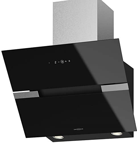 Oranier Kopffrei-Wandhaube 60 cm Fabia - schwarze kopffreie Umluft Dunstabzugshaube mit 4 Stufen Edelstahl-Schacht & Touch Control Steuerung