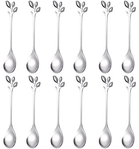 Cucchiaino da Caffè in Acciaio Inox,12 Pezzi Cucchiaini da Gelato per Dessert Cucchiaio per Mescolare Cucchiaino da Zucchero, per Dessert,Cucchiaini da Gelato,Tè,Latte,Caffè (Argento)