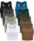 Geyoga 8 Stück Damen Ärmelloses Basic Crop Tank Tops (Dunkle Farbe, M)