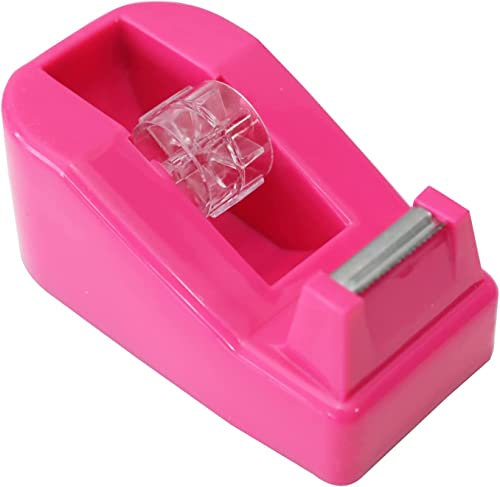 WELSTIK Easy Cut Tischabroller - rutschfest, einfache Handhabung, sauberer Schnitt, klebeband tischabroller, Hochleistungs Klebebandabroller,rosarot