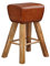 tinkaro Barhocker eckig AKUA Mango Massivholz/Echtleder Turnbock Braun