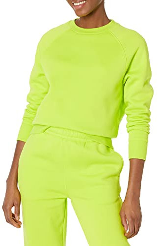Amazon Essentials Felpa Girocollo A Maniche Lunghe dalla vestibilità Comoda (Disponibile in Taglie Forti) Donna, Verde Lime, M