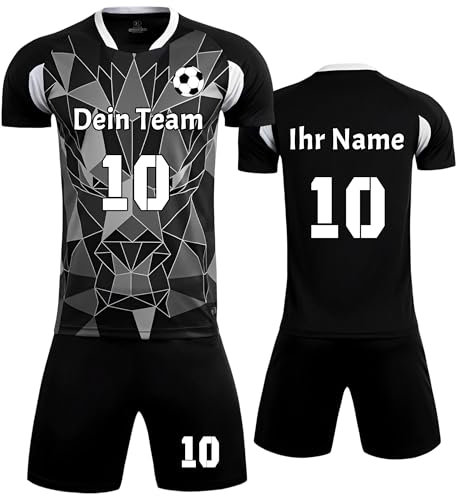 Personalisierte Fußballtrikots - Benutzerdefiniert Fussball Trikot mit Namen Nummer Team Logo - Personalisierte Fußball T-Shirt Shorts 2 Teiliges Set