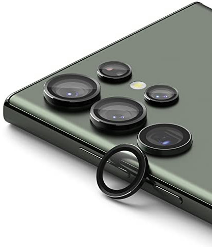 Ringke Camera Lens Frame Glass Protector Compatible with Samsung Galaxy S23 Ultra, Camera Lens Tempered Glass and Aluminum Frame - Black