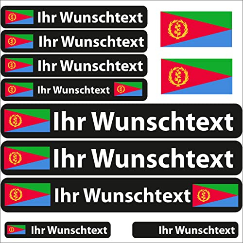 INDIGOS UG Fahrrad Aufkleber Eritrea - 13 Fahnenaufkleber glatt - Sticker selbst gestalten - Fahrrad - Auto - Motorrad - Namensaufkleber wasserfest personalisiert - Wunschtext