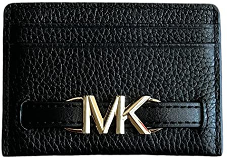 Michael Kors Reed Large Card Holder Wallet MK Signature Logo Leather (Black)