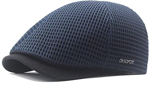 Herren Mütze Netzstoff flach atmungsaktiv für den Sommer Outdoor Einstellbar Zeitungsjunge Barett Cabbie Ivy Hut Gatsby Hut Flatcap Schirmmütze (Navy)