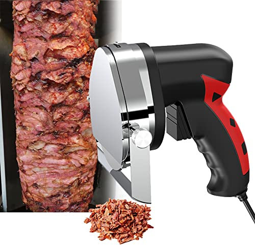 HYQNG Commercial Shawarma Doner Kebab Knife, Electric Kebab Slicer Meat Cutter with Blades, Gyro Knife Adjustable Thickness Barbecue Knife for Cutting Turkish Kebab Lamb