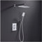 HWSY Ksunun Thermostat-Duschsystem mit Regendusche und Handbrause, komplettes Chrom-Duscharmatur-Set, wandmontiertes Regenduscharmatur-Kombinationsset, Badezimmer-Mischer-Duschset, Duschventil und