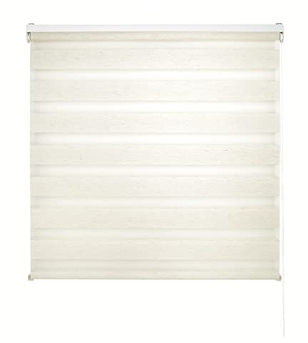 Decorblind | Doppellagiges Rollo für Nacht und Tag, Montage an Wand oder Decke, Maße: Breite 140 x Länge 250 cm, Maße Stoff: 137 x 245 cm, Ecru, Nacht- und Tagesfenster