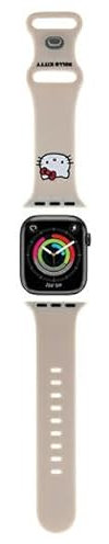 CG Mobile Hello Kitty HKAWMSCHBLE Correa de reloj para Apple Watch 38/40/41 mm Beige strap Silicone Kitty Head