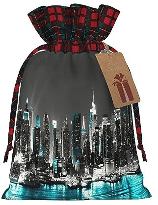 Gitter-Kordelzugbeutel, Weihnachtsverpackungstaschen, Weihnachtsleckereien, Taschen, Weihnachtsfeier, Gastgeschenk, Beutel - New York Gemälde