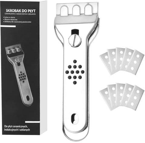 Professionale Raschietto Vetroceramica, MXTIMWAN Multifunzionale Raschietto Forno Vetro Piano Induzione con 10 Lame di Ricambio,Razor Blade Spatola per Pulizia Ceramica,Forno,Piastrelle,Pavimento