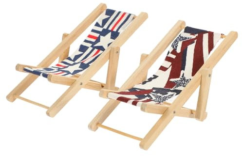 PRETYZOOM 2st Klappbarer Puppenstuhl Puppenhaus-Lounge-liegestuhl Kinder Präsentierten Strandkorb-telefonhalter Mini-stuhlmöbel Handyständer Faltbarer Handyhalter Ornamente Hölzern Stoff