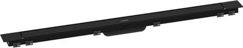 hansgrohe RainDrain Match Plus - Fertigset Duschrinne, Abflussrinne 1000mm, Bodenablauf Dusche mit höhenverstellbarem Rahmen, Mattschwarz