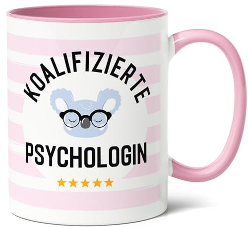 Koalifizierte Psychologin Geschenk Kaffee-Tasse (330ml) - Abschluss Psychologie, Geschenkidee für mit Psychologie Abschluss - Keramik (Rosa)