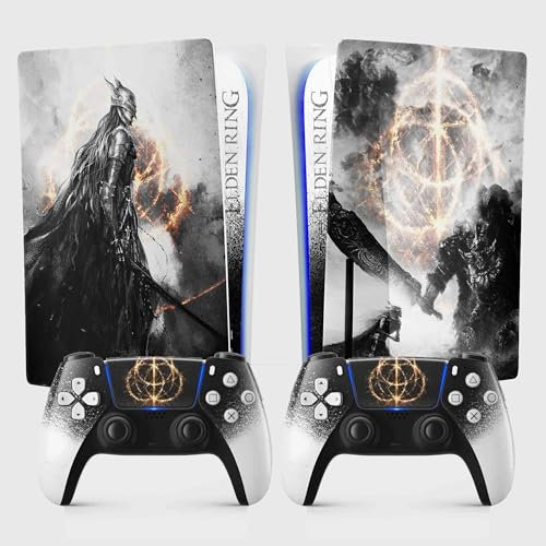 Sticker PS 5 Cercle d'Elden, Autocollant PS 5 Déco, Console et Manette, Edition Standard Disque, Skin MALENIA (2 Manettes)