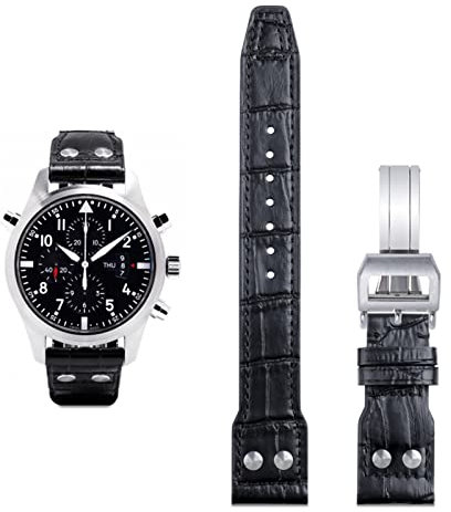 vkeid 21mm 22mm Italien Rindsleder echtes weiches Lederarmband für IWC Pilot Mark 18 weiches braunes Uhrenarmband Faltschließe