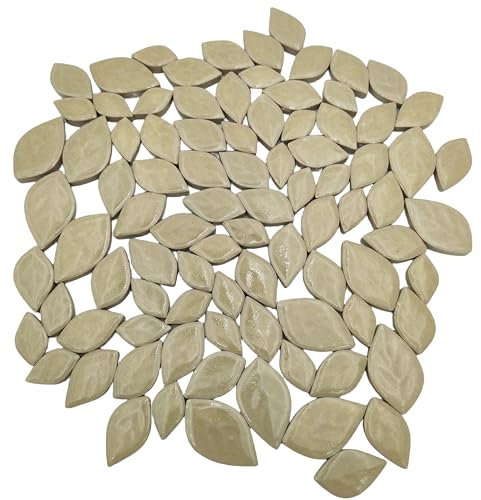500 g zufällige 3 Größen Blätter Keramik Mosaik Fliesen machen kreative Keramik-Mosaikstücke für DIY Handwerk, Blumentöpfe, Vasen, Tassen, Gartendekoration, Mosaikherstellung Zubehör (Hellgelb)
