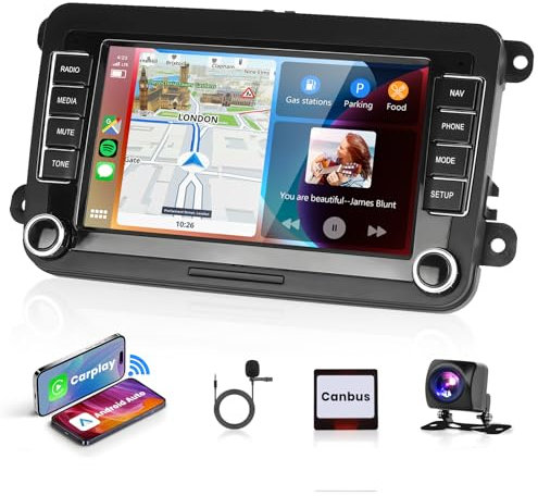 【2+64G】7'' Autoradio 2 Din Per VW Golf 5 6 Polo Passat Skoda Touran Seat Con Carplay Android Auto senza fili Mirror link,Car Radio Con Schermo HiFi Bluetooth RDS/FM+AHD Back up Camera+CANBUS